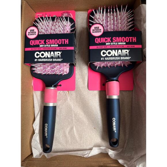 Conair quick, smooth, dry style brush, pink, and black set of two - Picture 1 of 1